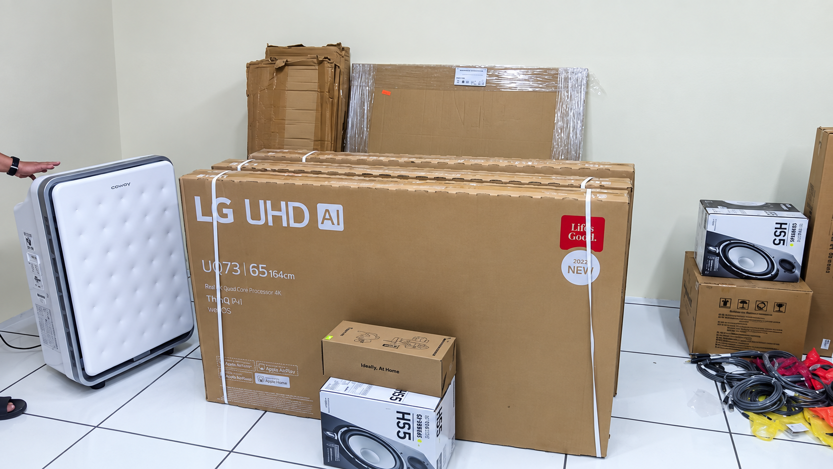 Technical team preparing network products for installation